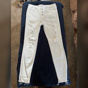 Abercrombie White Ripped High Rise Jeans